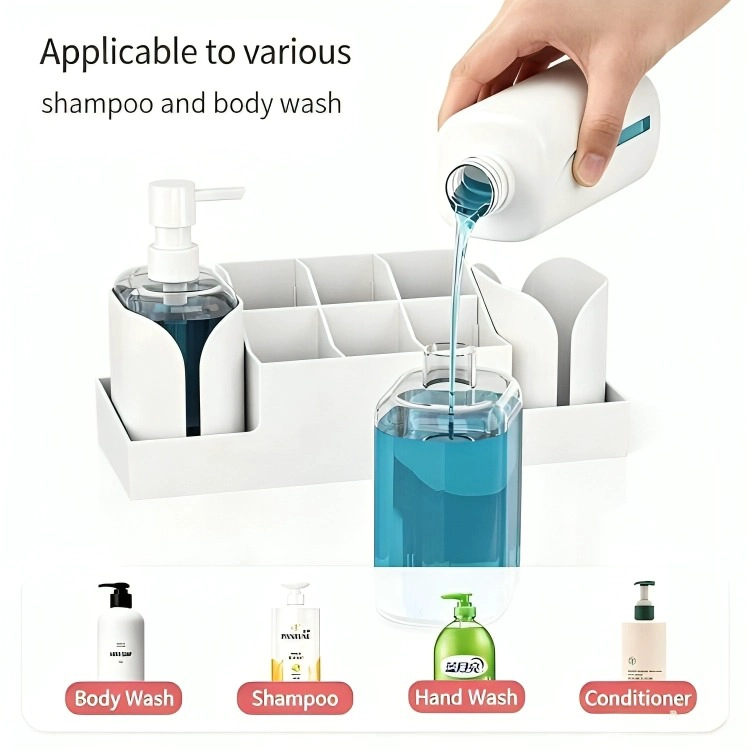 DISPENSADOR DE BAÑO CON BOTELLAS ORGANIZADORAS BLANCO - 2