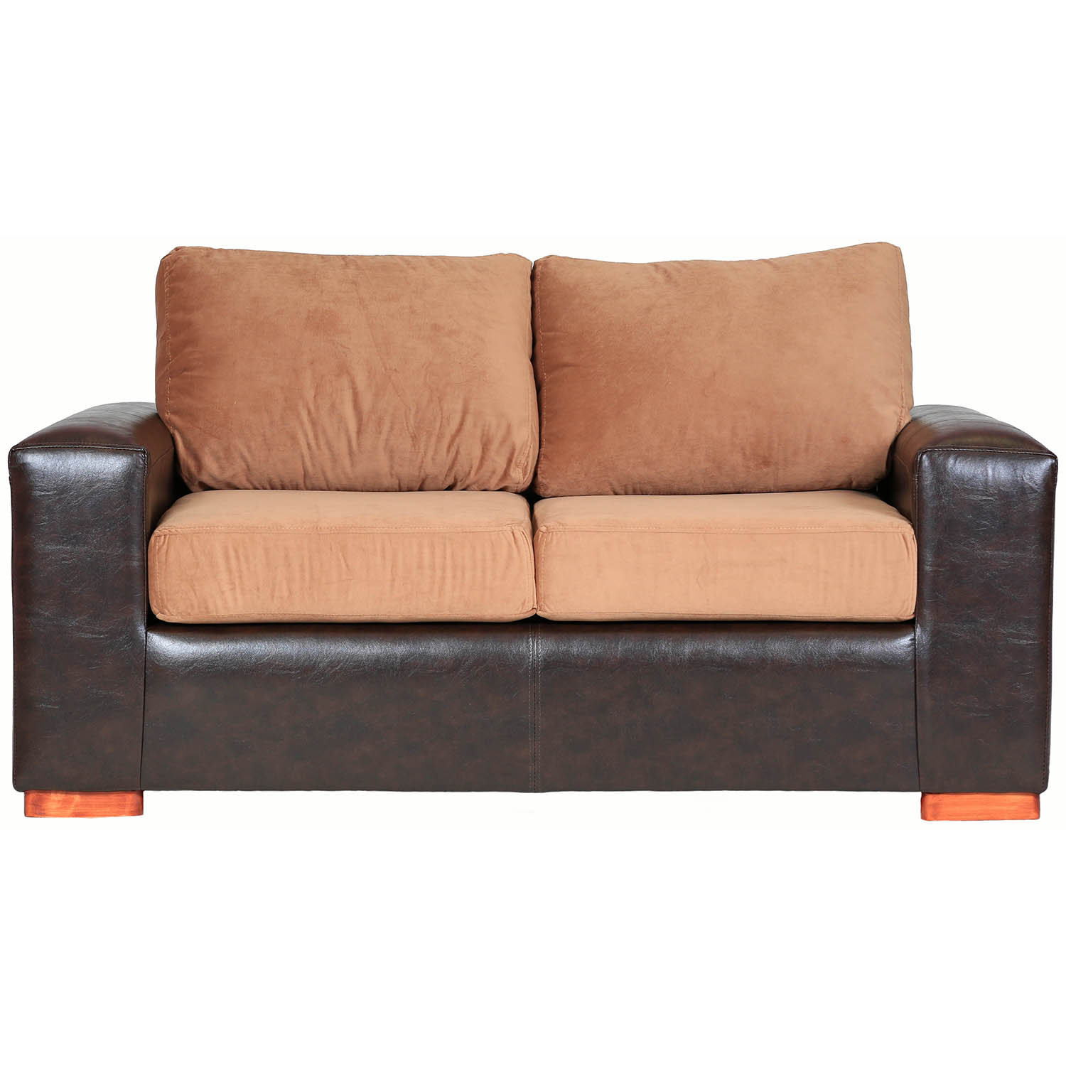 SOFÁ MUEBLES AMÉRICA BICOLOR 2 CUERPOS FELPA TOSTADO - 1