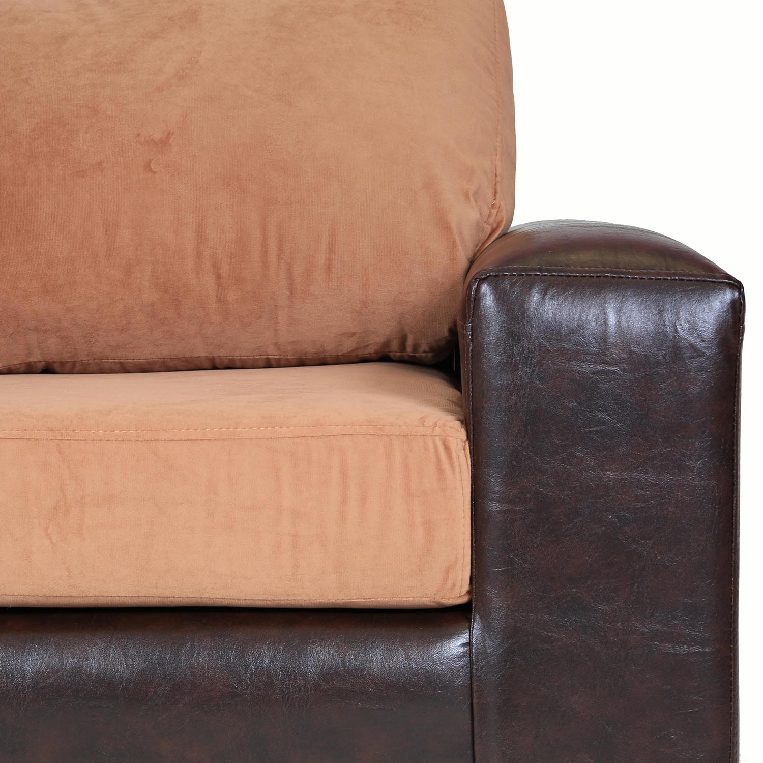 SOFÁ MUEBLES AMÉRICA BICOLOR 2 CUERPOS FELPA TOSTADO - 4