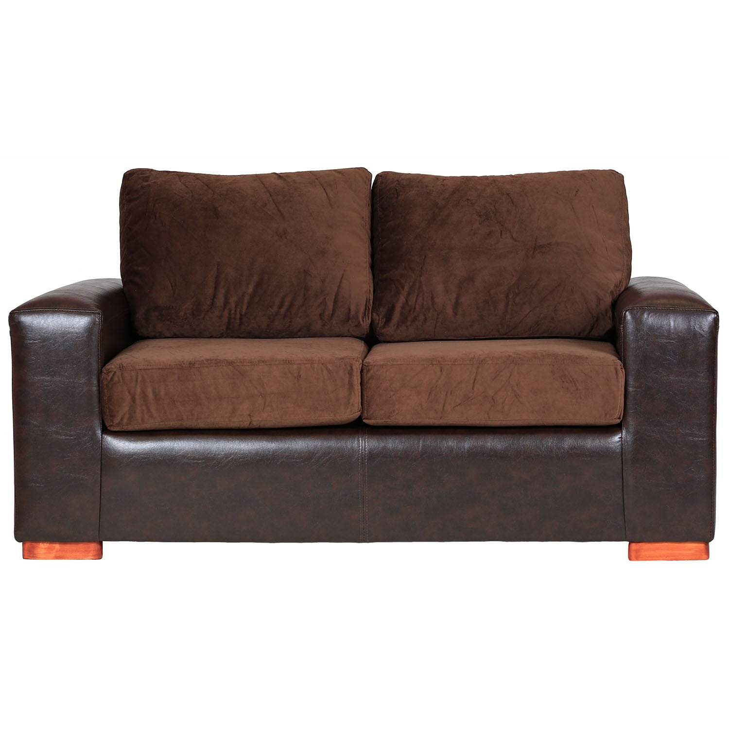 SOFÁ MUEBLES AMÉRICA BICOLOR 2 CUERPOS FELPA CAFÉ - 1