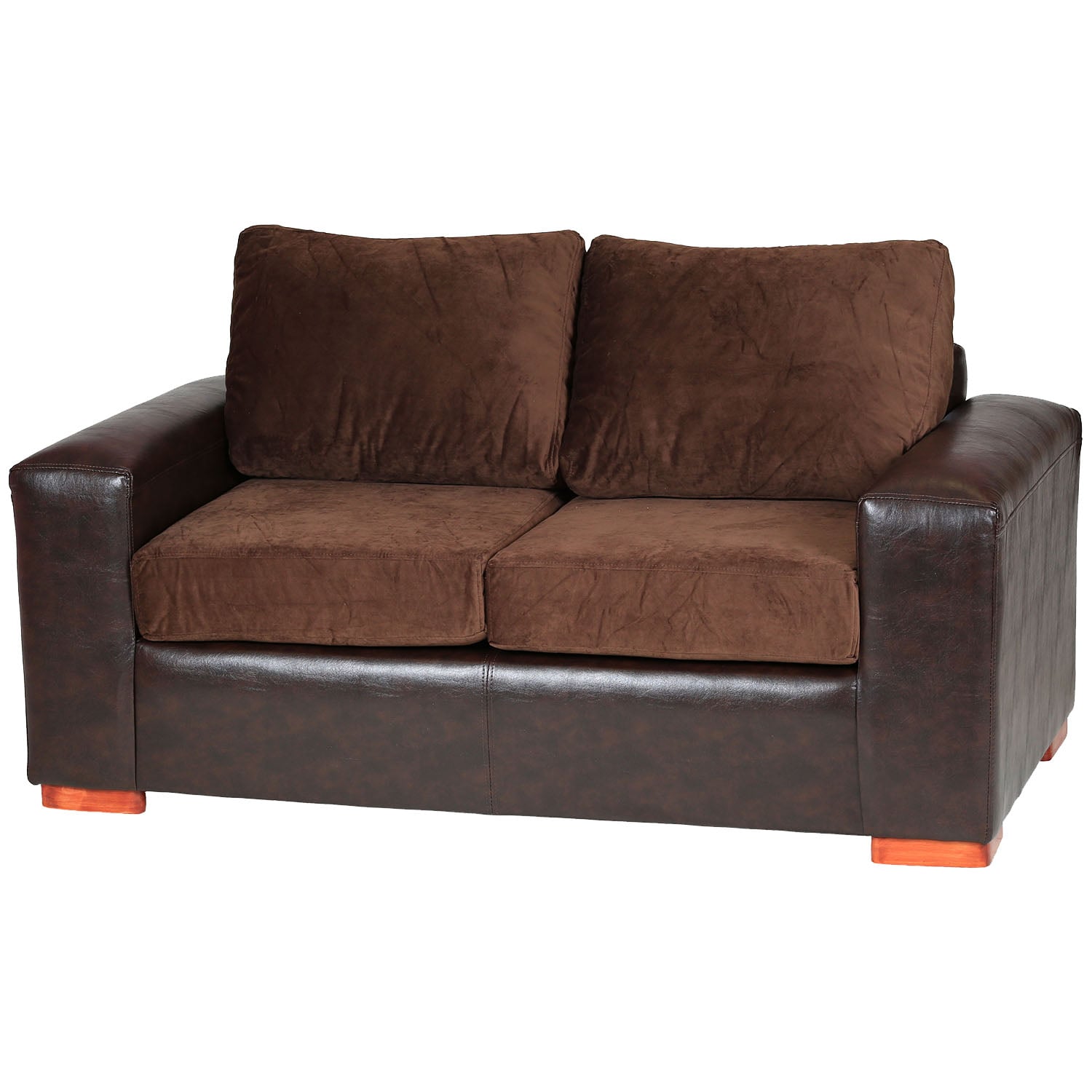 SOFÁ MUEBLES AMÉRICA BICOLOR 2 CUERPOS FELPA CAFÉ - 2