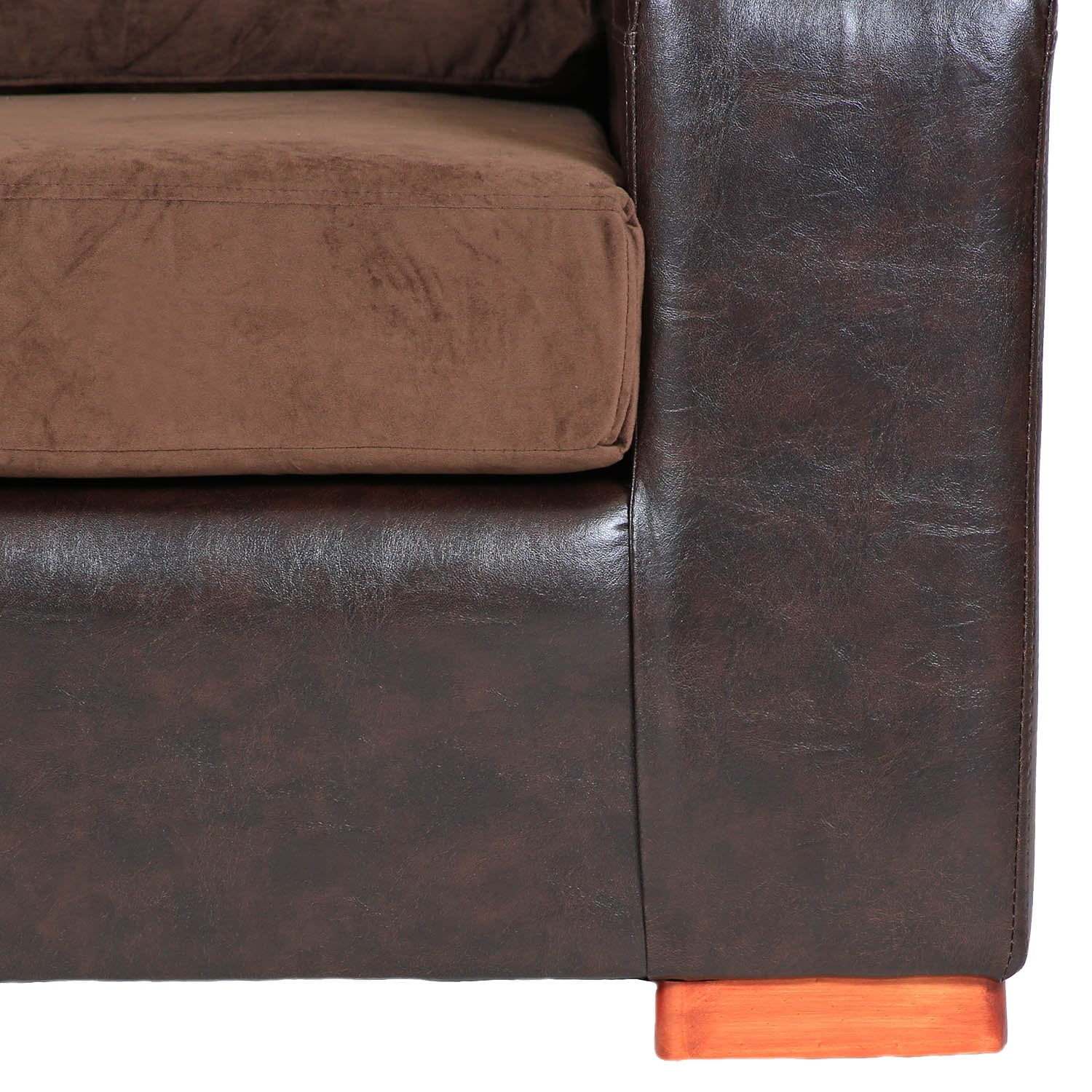 SOFÁ MUEBLES AMÉRICA BICOLOR 2 CUERPOS FELPA CAFÉ - 3