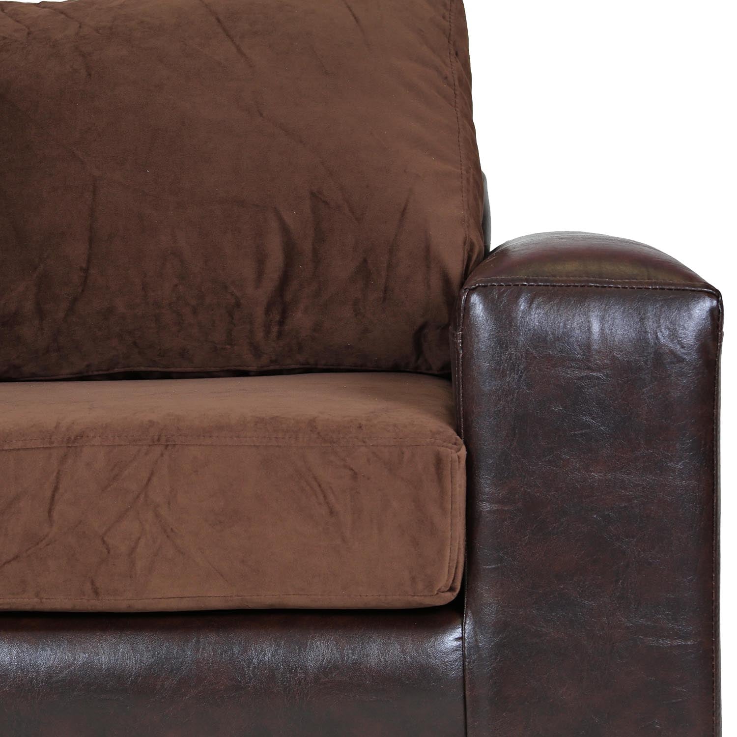 SOFÁ MUEBLES AMÉRICA BICOLOR 2 CUERPOS FELPA CAFÉ - 4