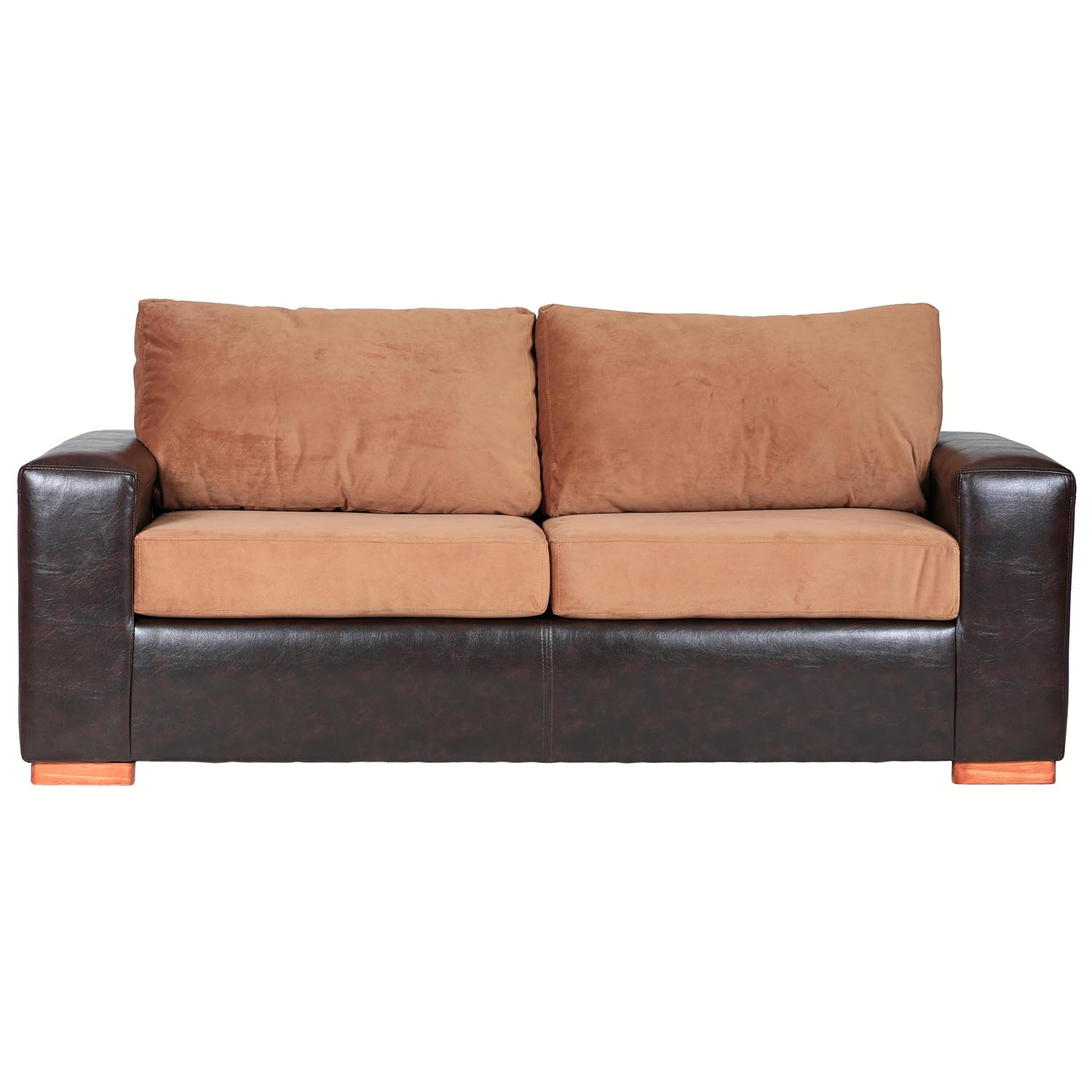 SOFÁ MUEBLES AMÉRICA BICOLOR 3 CUERPOS FELPA TOSTADO - 1