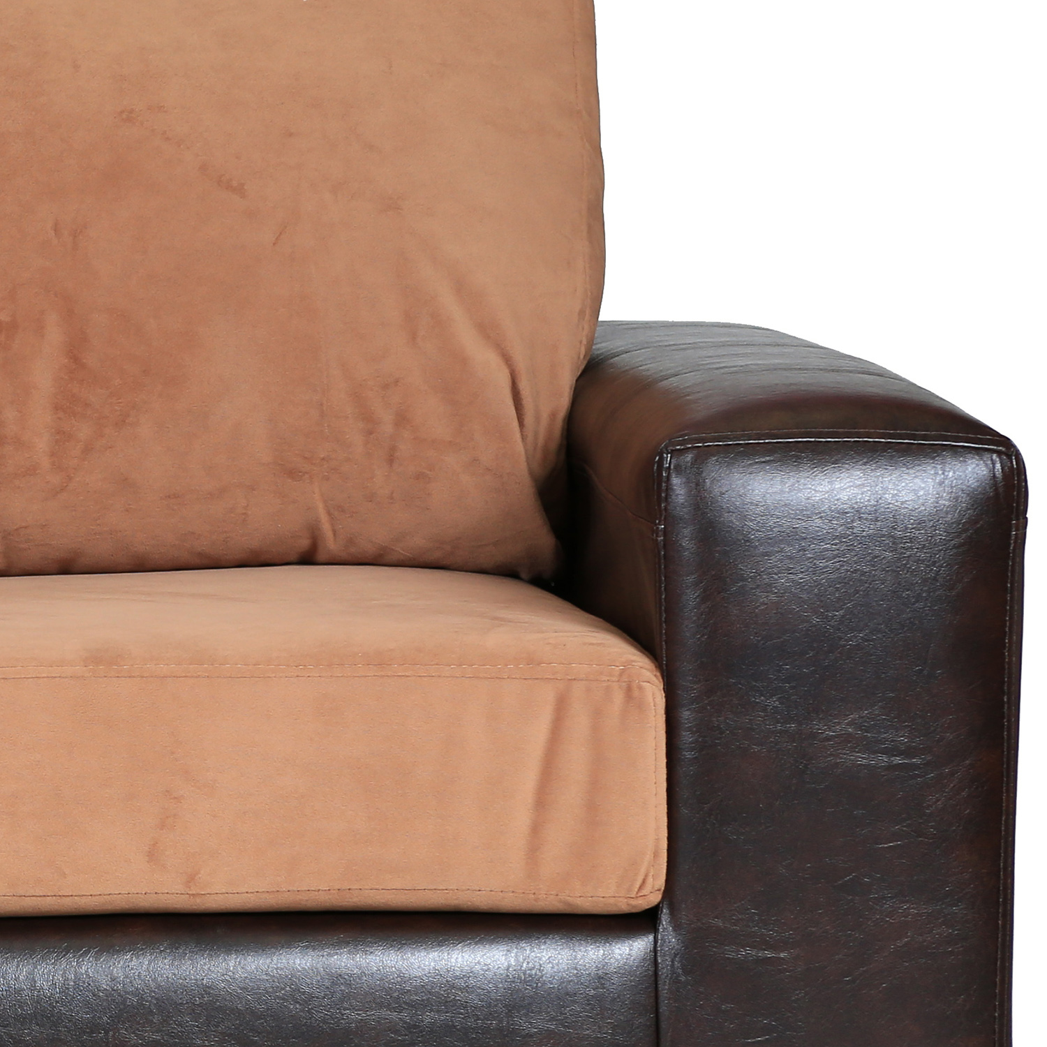 SOFÁ MUEBLES AMÉRICA BICOLOR 3 CUERPOS FELPA TOSTADO - 4