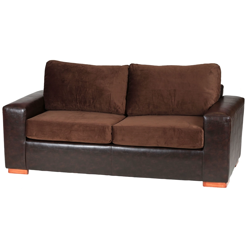 SOFÁ MUEBLES AMÉRICA BICOLOR 3 CUERPOS FELPA CAFÉ - 2
