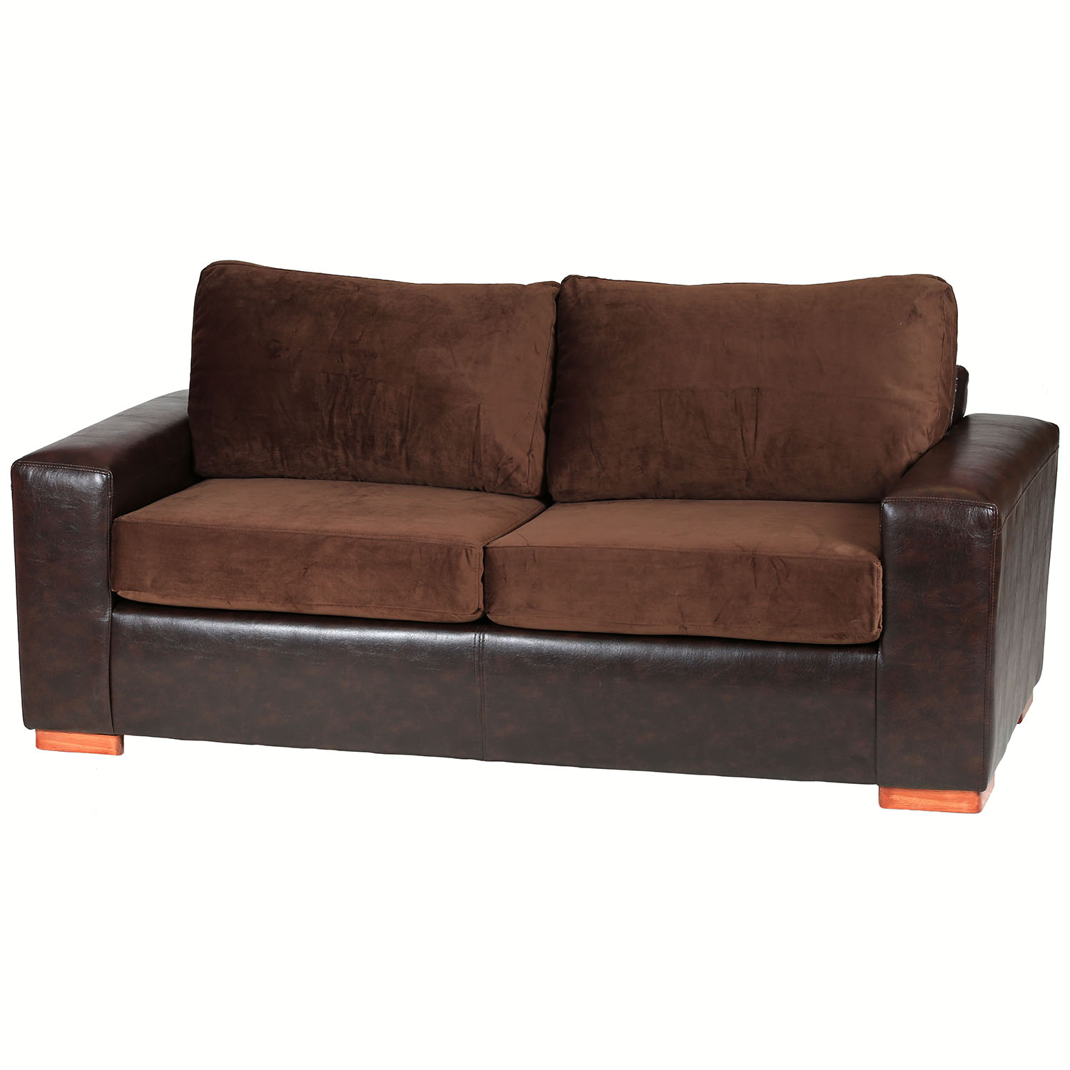 SOFÁ MUEBLES AMÉRICA BICOLOR 3 CUERPOS FELPA CAFÉ - 2