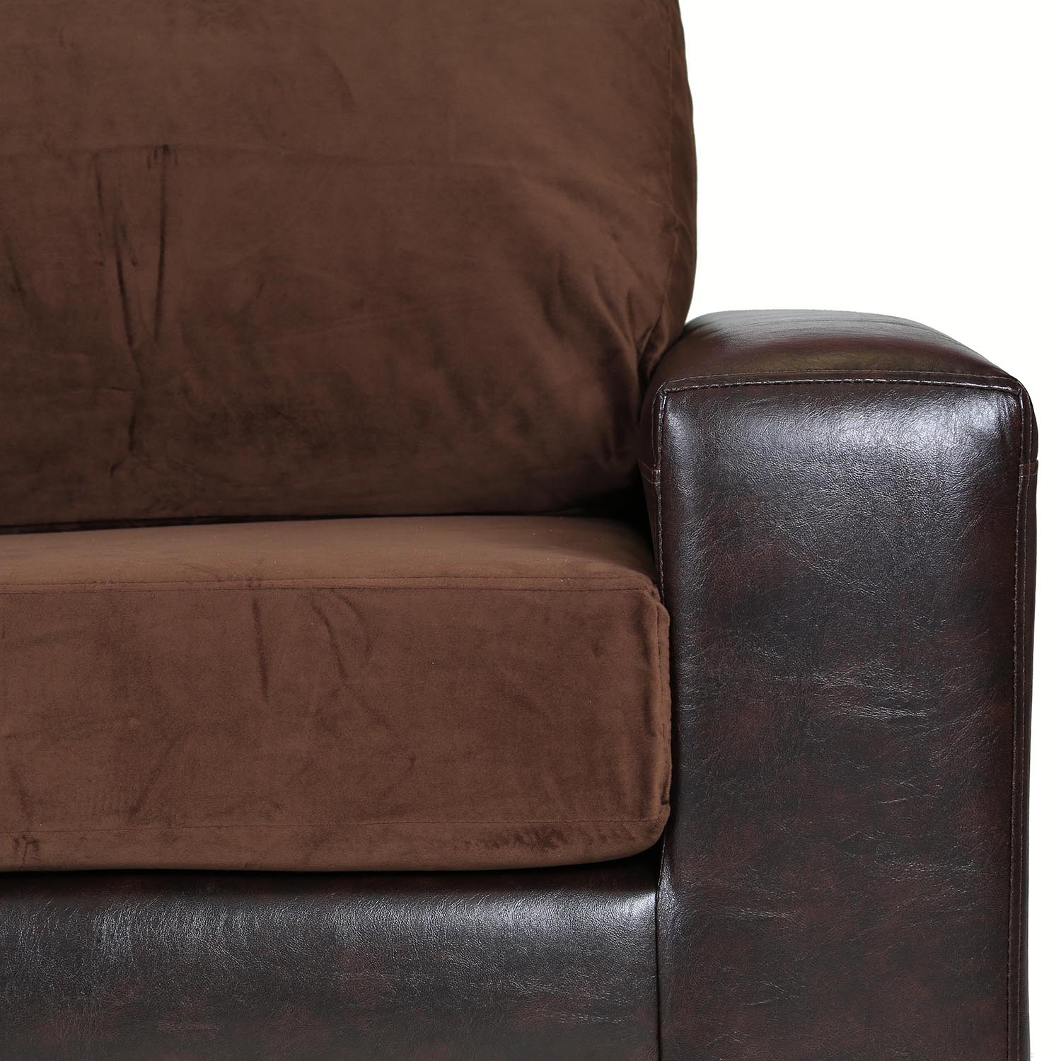SOFÁ MUEBLES AMÉRICA BICOLOR 3 CUERPOS FELPA CAFÉ - 4