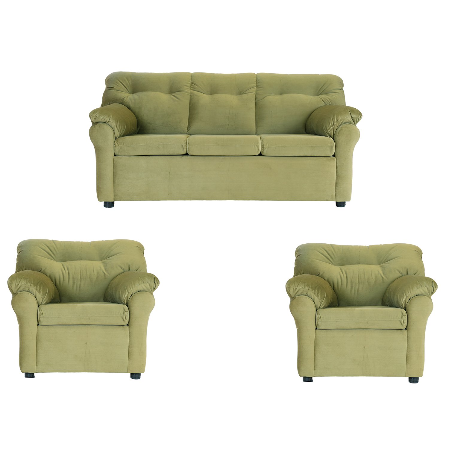 JUEGO LIVING MUEBLES AMÉRICA 311 TELA VERDE OLIVO - 1