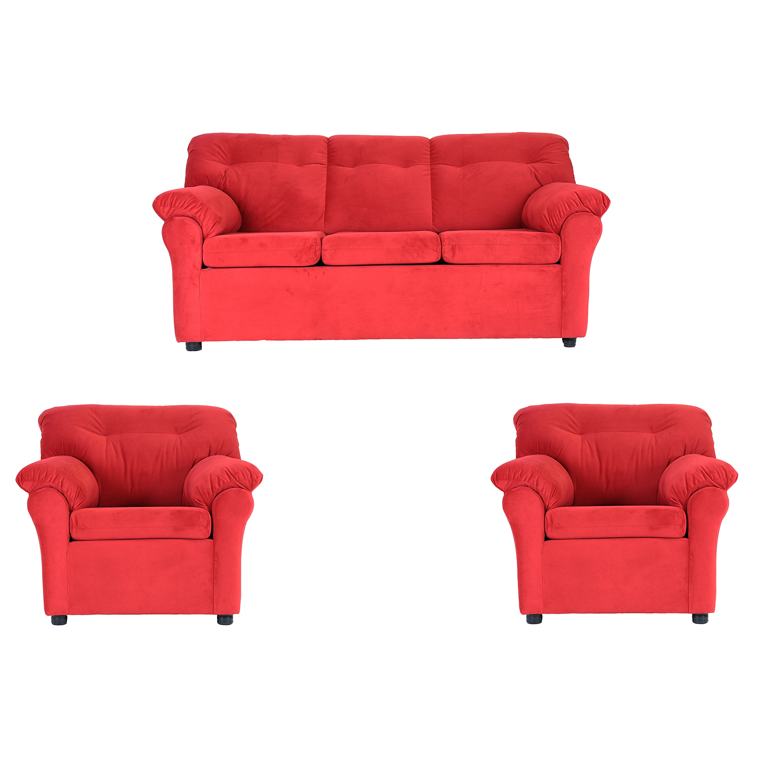 JUEGO LIVING MUEBLES AMÉRICA 311 TELA ROJO - 1