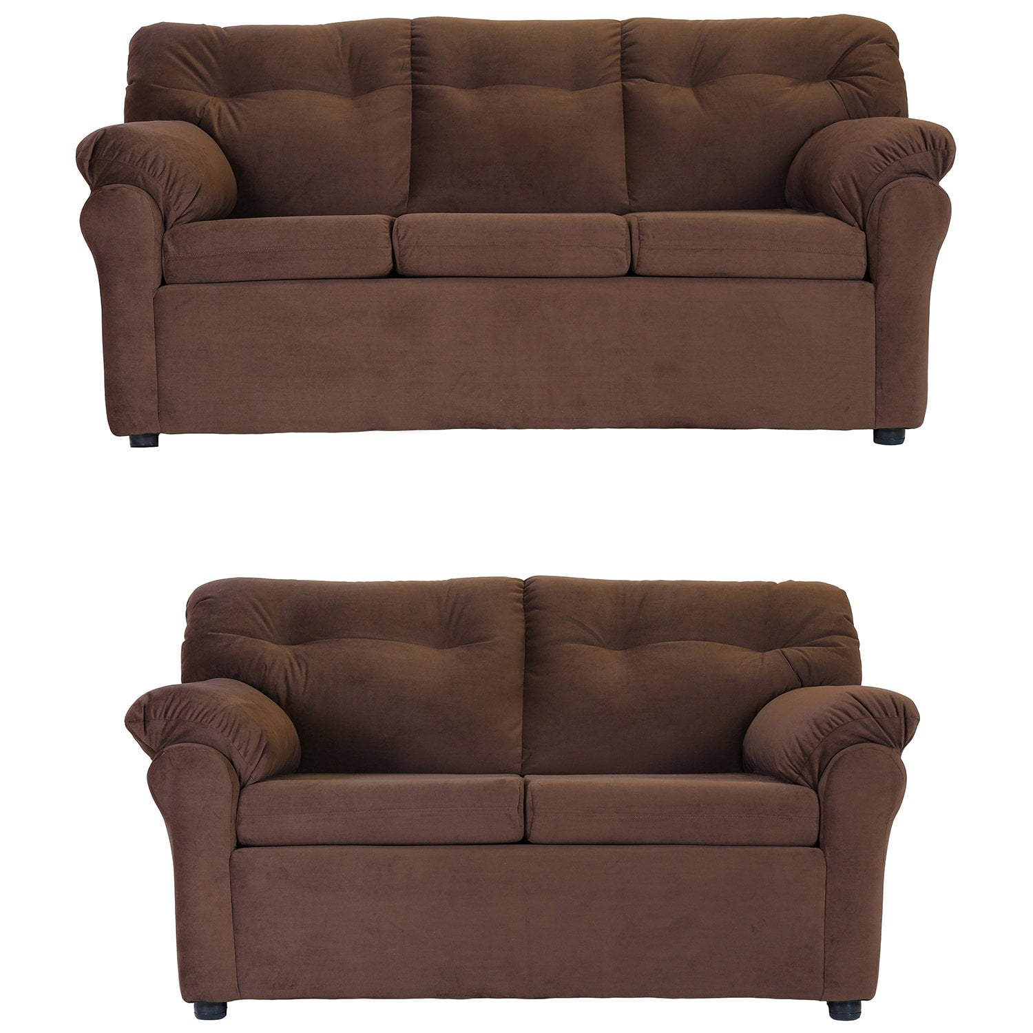 JUEGO LIVING MUEBLES AMÉRICA 32 TELA CHOCOLATE - 1