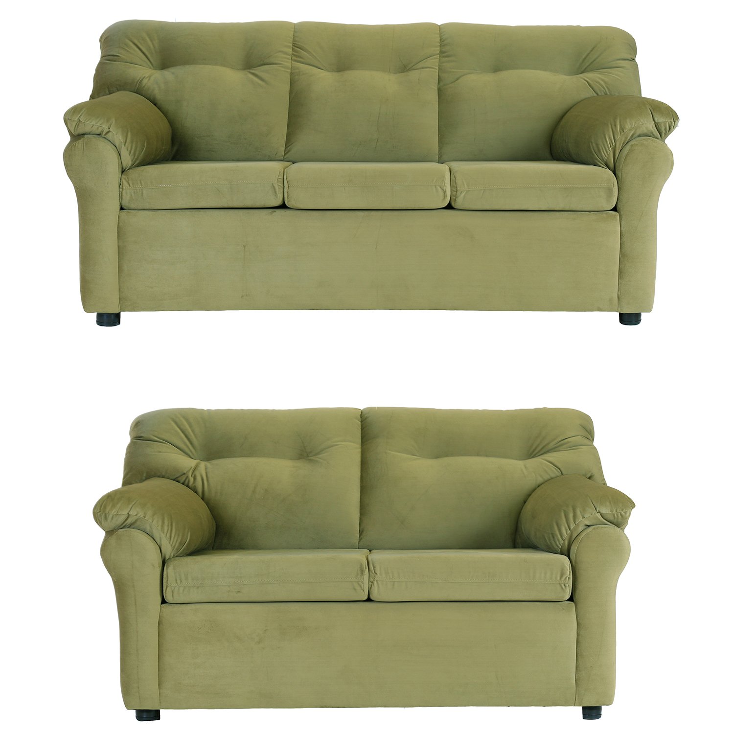 JUEGO LIVING MUEBLES AMÉRICA 32 TELA VERDE MUSGO - 1