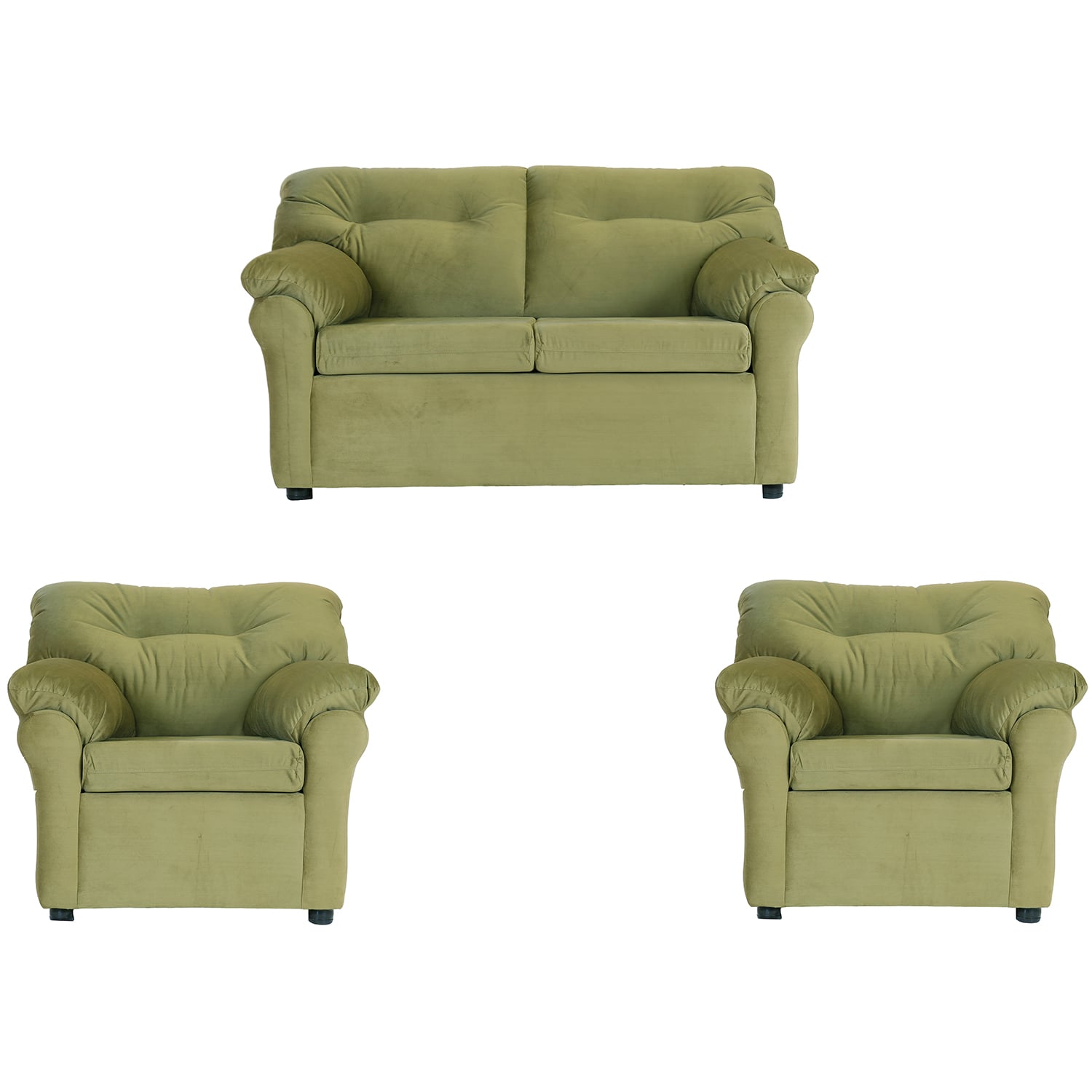 JUEGO LIVING MUEBLES AMÉRICA 211 TELA VERDE MUSGO - 1