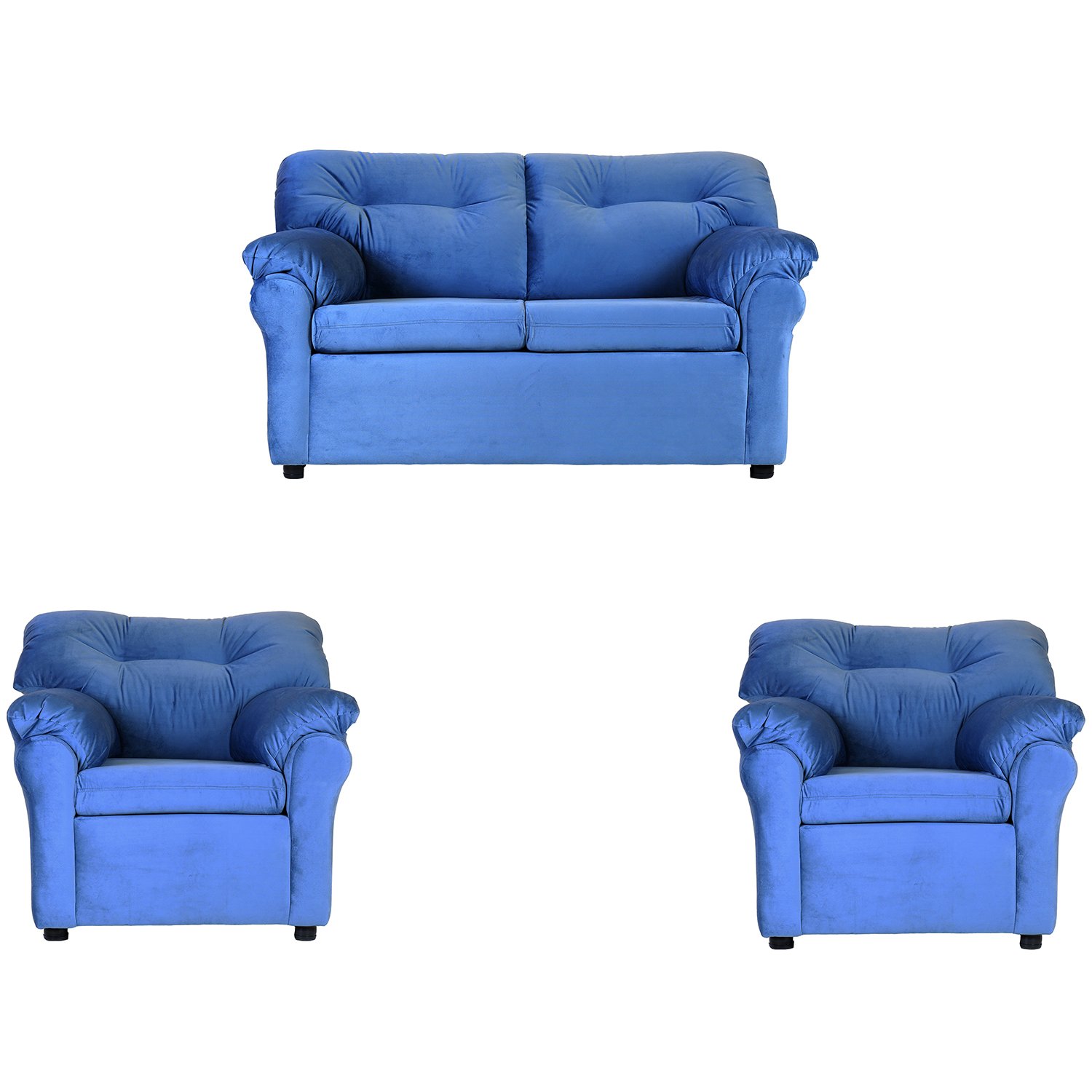 JUEGO LIVING MUEBLES AMÉRICA 211 TELA AZUL PETROLEO - 1
