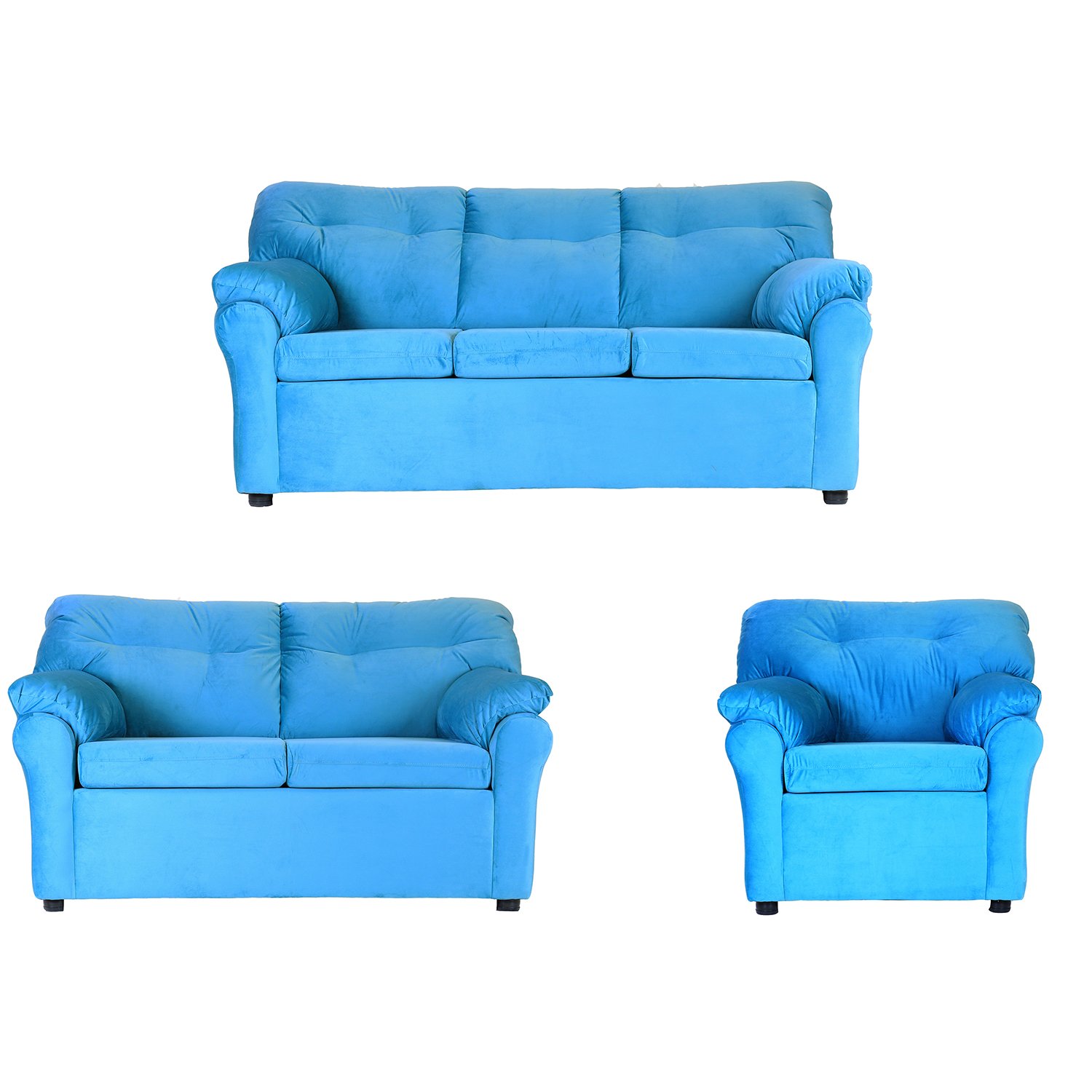 JUEGO LIVING MUEBLES AMÉRICA 321 TELA TURQUESA - 1