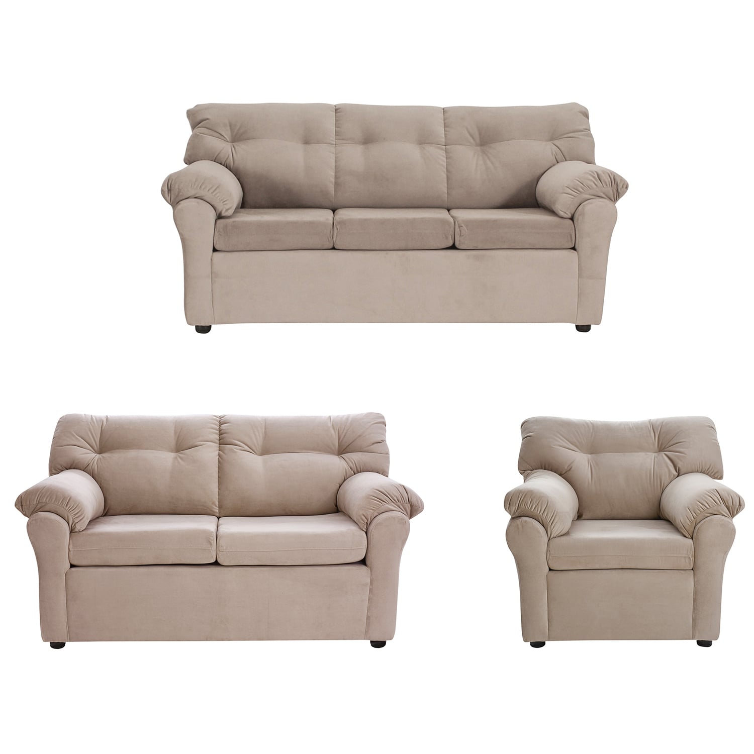 JUEGO LIVING MUEBLES AMÉRICA 321 TELA BEIGE - 1