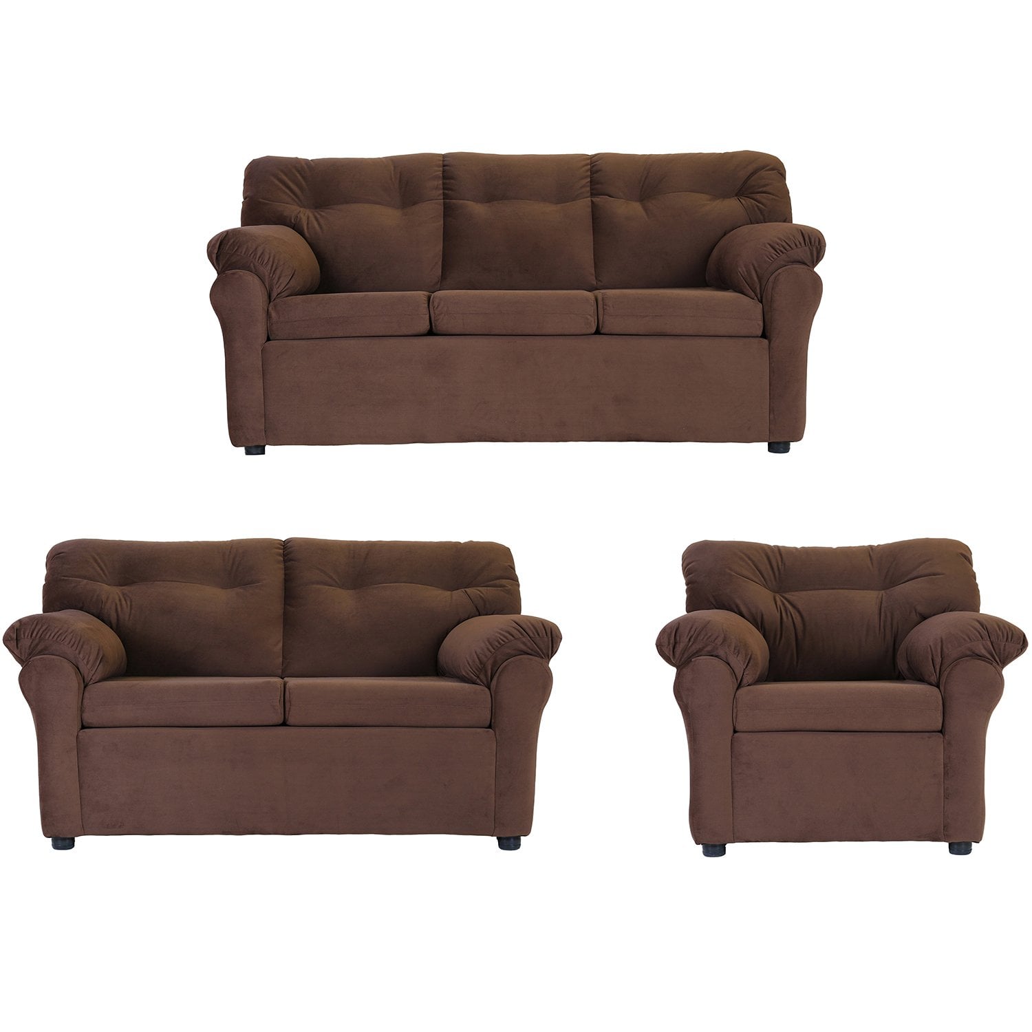 JUEGO LIVING MUEBLES AMÉRICA 321 TELA CHOCOLATE - 1