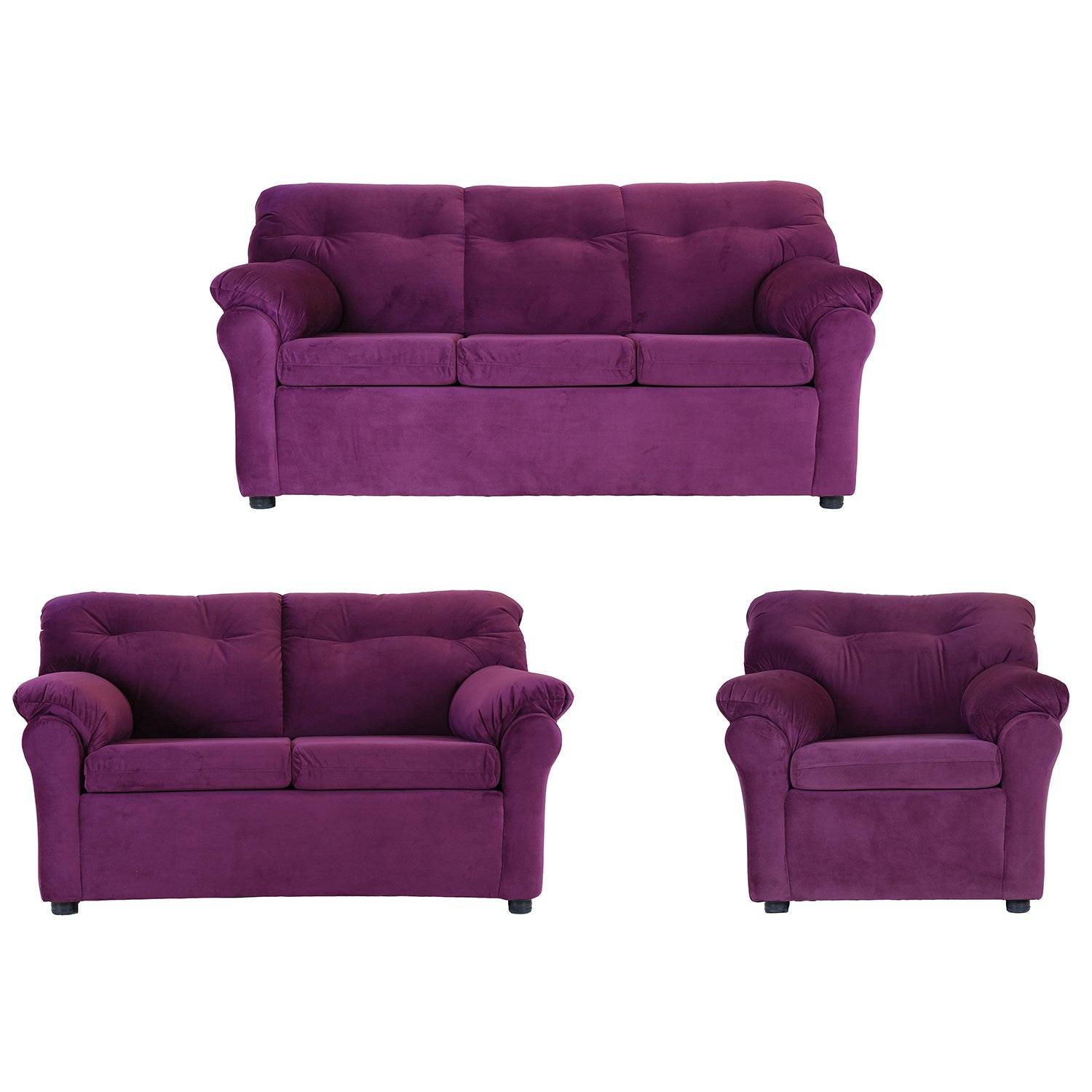 JUEGO LIVING MUEBLES AMÉRICA 321 TELA LILA - 1