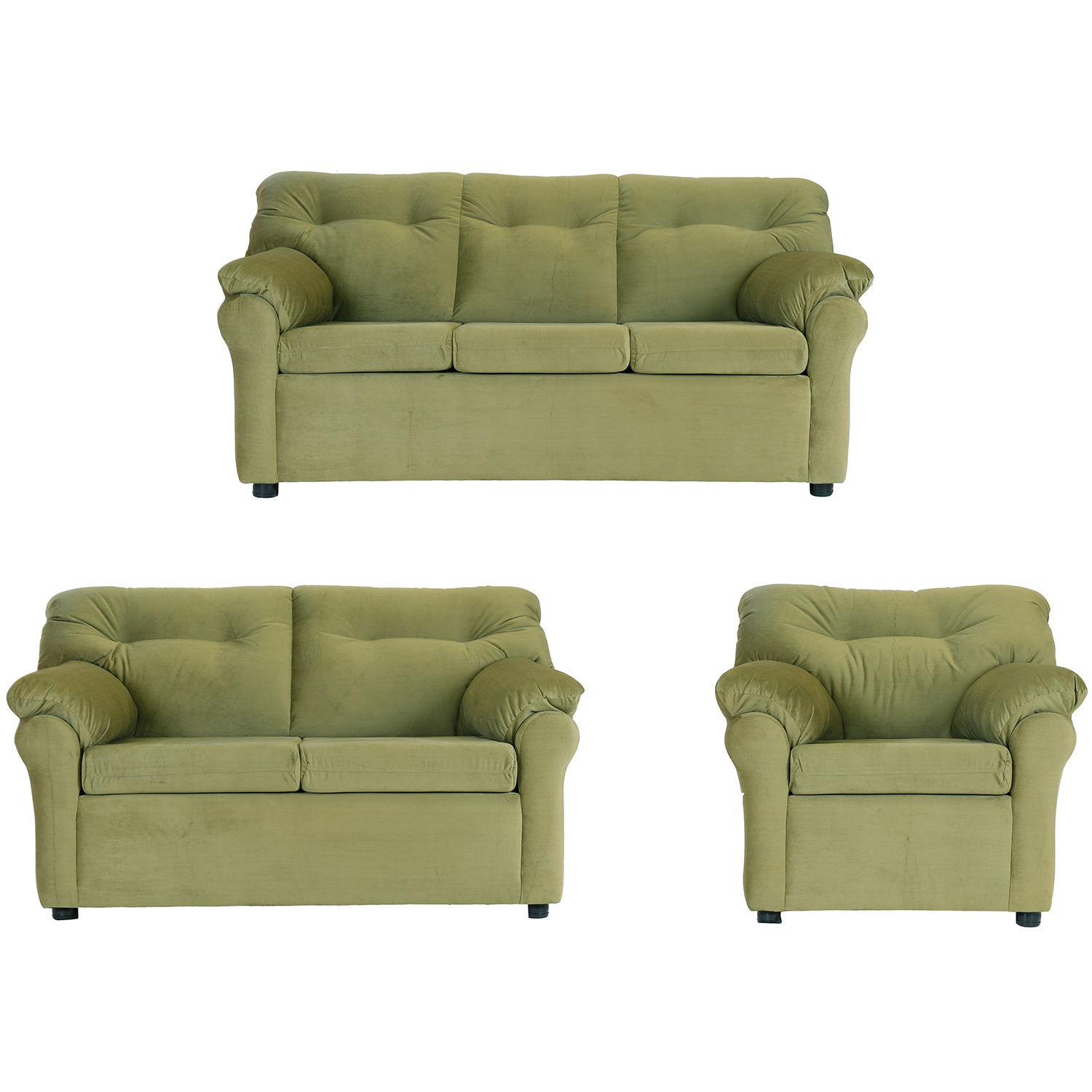 JUEGO LIVING MUEBLES AMÉRICA 321 TELA VERDE MUSGO - 1