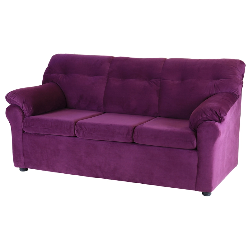 SOFÁ MUEBLES AMÉRICA 3 CUERPOS FELPA LILA - 2