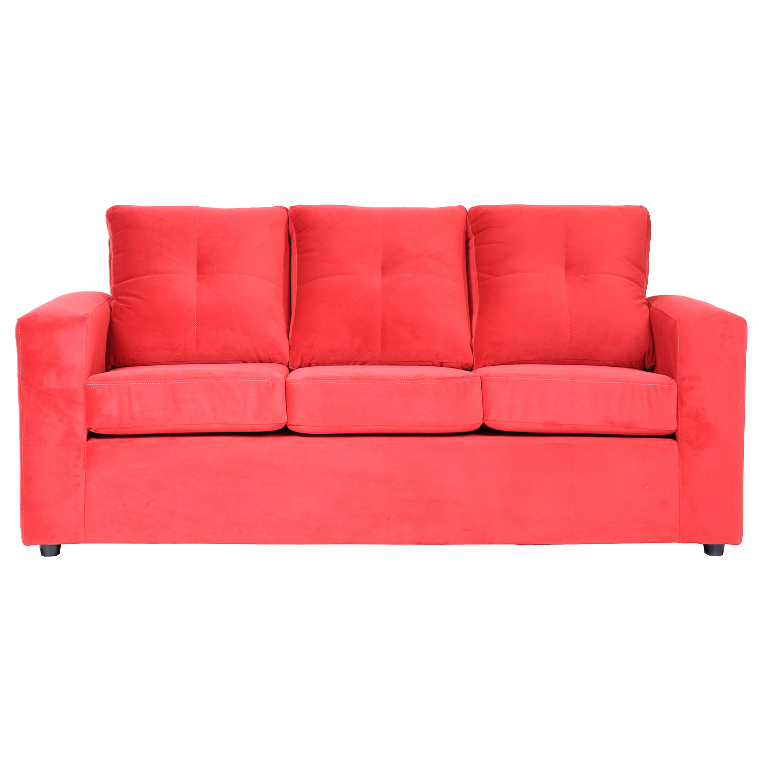 SOFA MUEBLES AMERICA EMILIA 3 CUERPOS FELPA ROJO