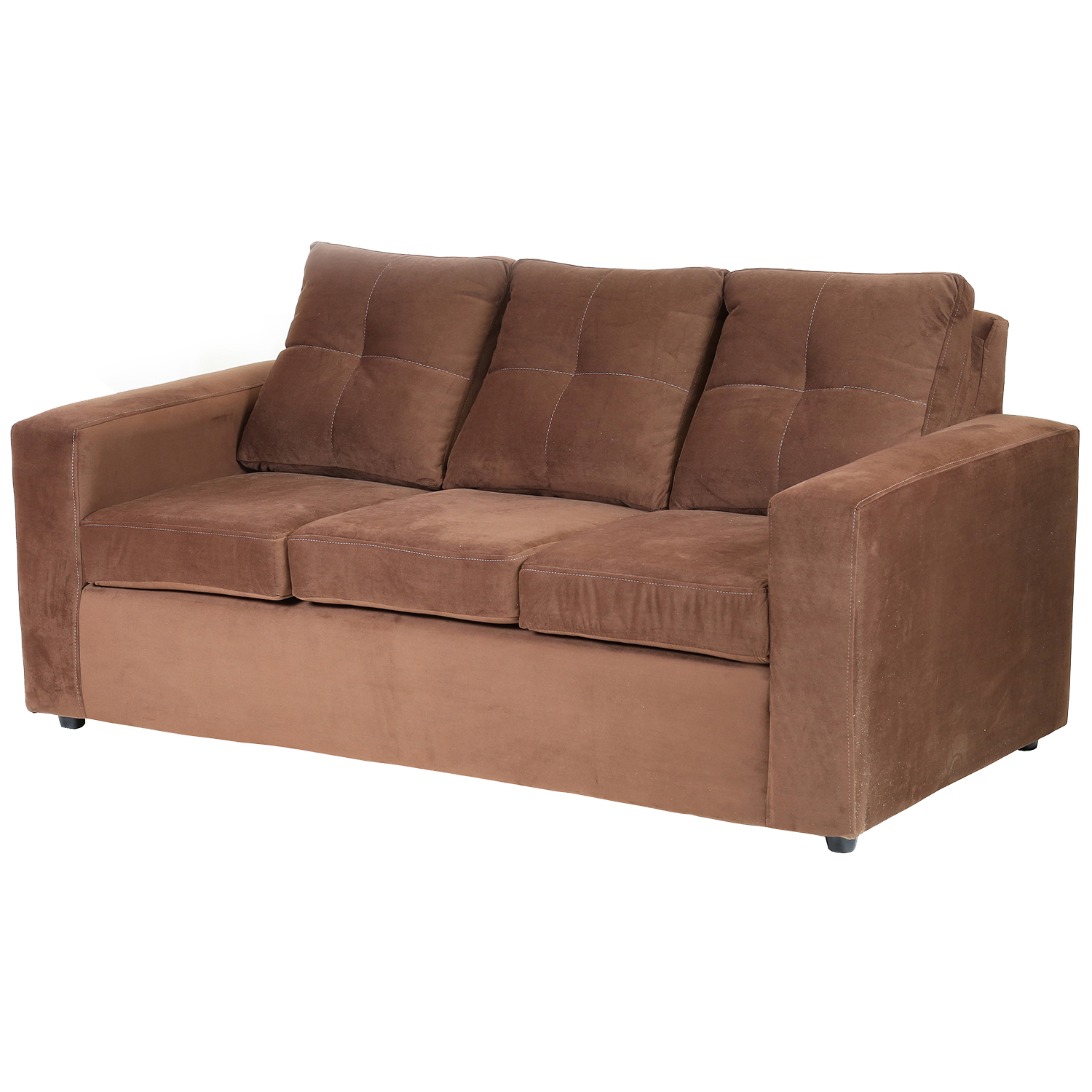 SOFÁ MUEBLES AMÉRICA EMILIA 3 CUERPOS FELPA CHOCOLATE - 2