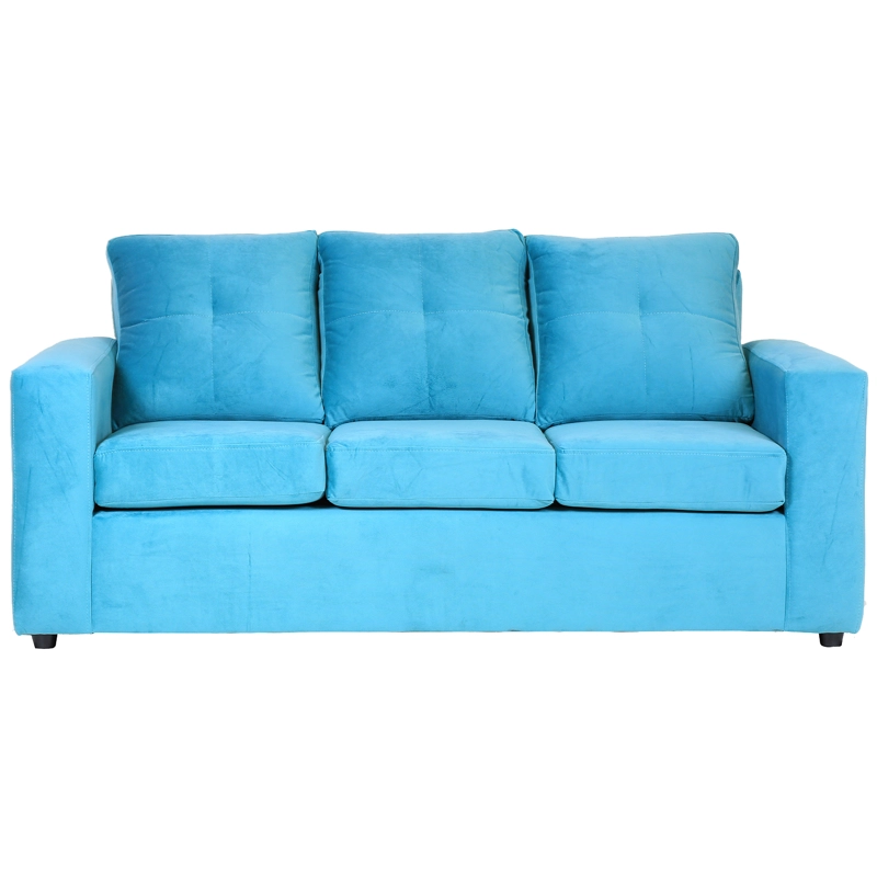 SOFÁ MUEBLES AMÉRICA EMILIA 3 CUERPOS FELPA TURQUESA - 1