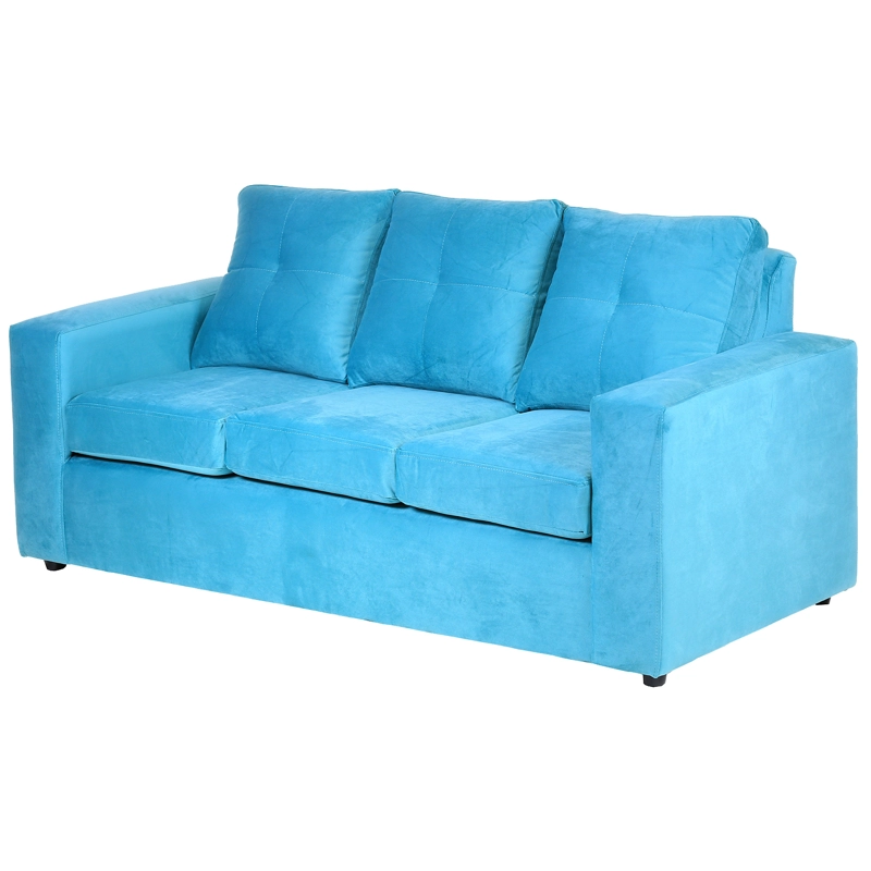 SOFÁ MUEBLES AMÉRICA EMILIA 3 CUERPOS FELPA TURQUESA - 2