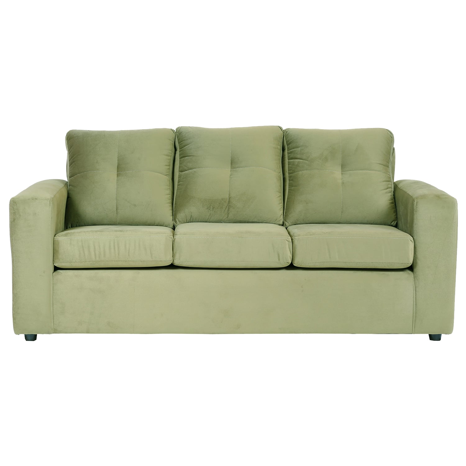 SOFÁ MUEBLES AMÉRICA EMILIA 3 CUERPOS FELPA VERDE MUSGO - 1