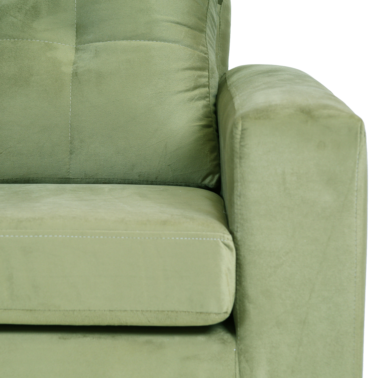 SOFÁ MUEBLES AMÉRICA EMILIA 3 CUERPOS FELPA VERDE MUSGO - 3