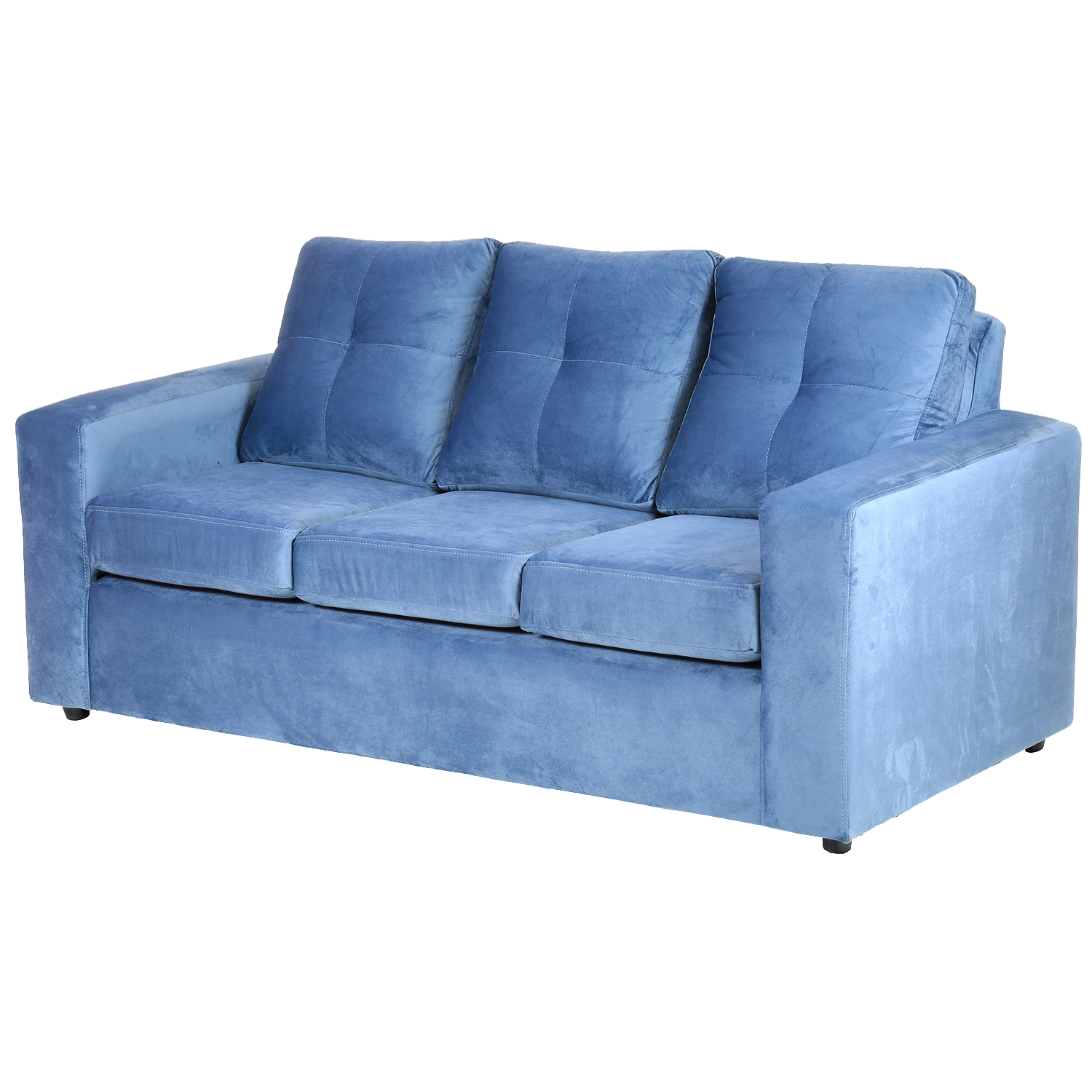 SOFÁ MUEBLES AMÉRICA EMILIA 3 CUERPOS FELPA AZUL PETROLEO - 2