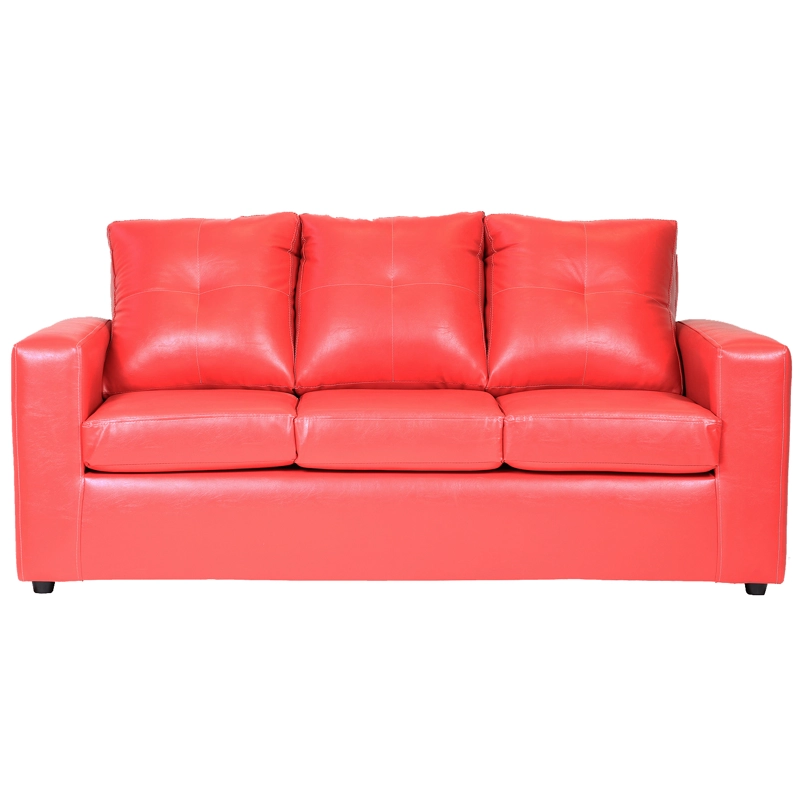 SOFÁ MUEBLES AMÉRICA EMILIA 3 CUERPOS FELPA ROJO - 1