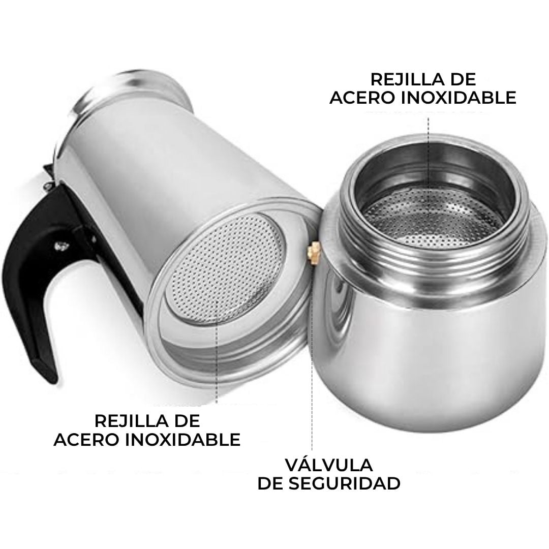 CAFETERA ITALIANA ESPRESSO 6 TAZAS 300ML ACERO INOXIDABLE - 3