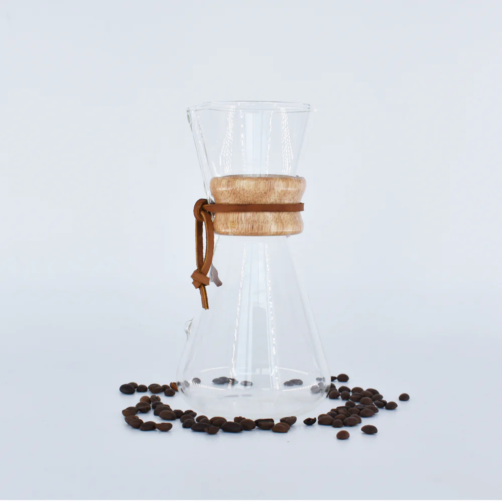 CAFETERA DE VIDRIO CHEMEX 3 TAZAS MANGO MADERA 400 ML - 2