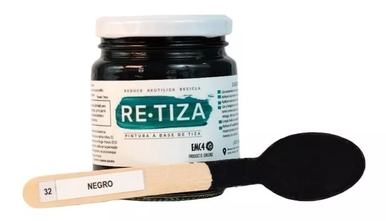NEGRO 250 GRS. PINTURA TIZA AL AGUA DECORATIVA MATE - 2