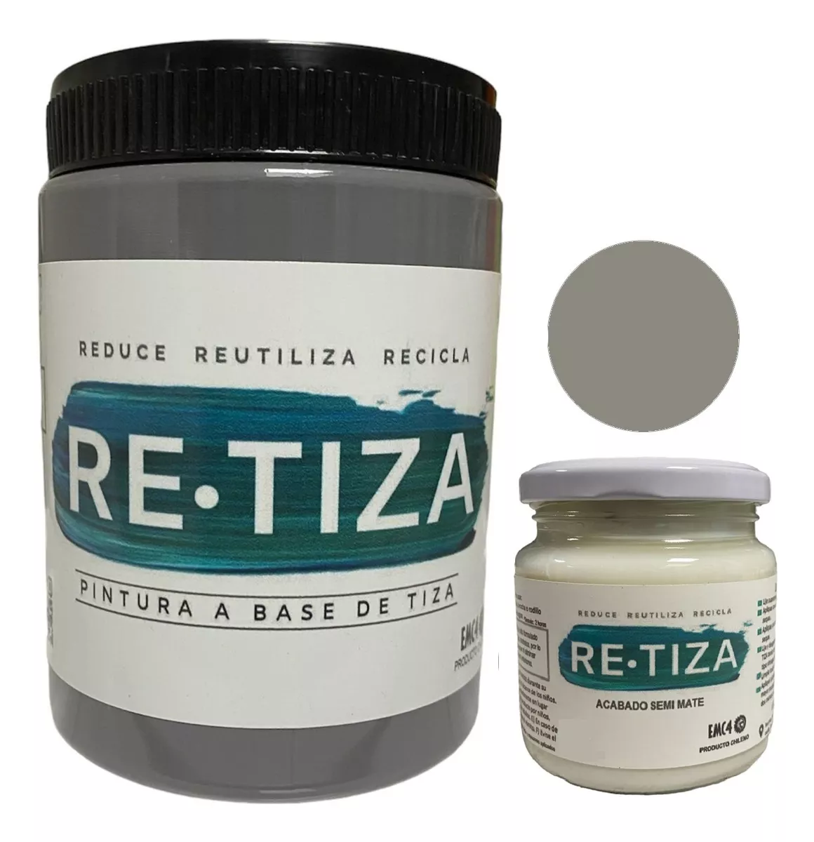 1 KILO PINTURA TIZA GRIS GRAFITO-OSC.+BARNIZ TRANSP. 240 ML. - 1