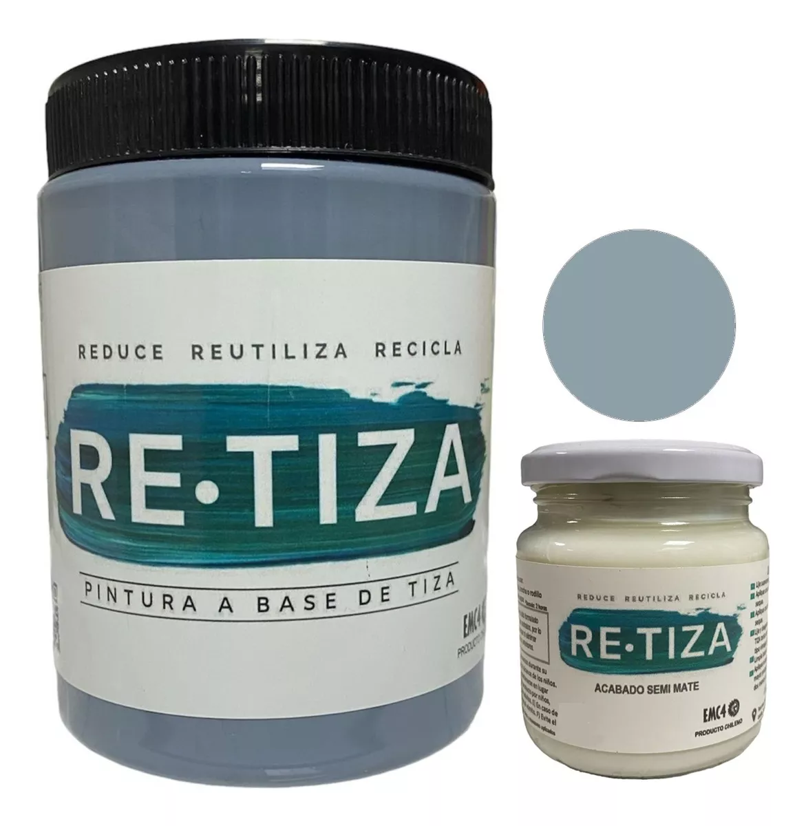 1 KILO PINTURA TIZA GRIS ACERO +BARNIZ TRANSP. 240 ML. - 1