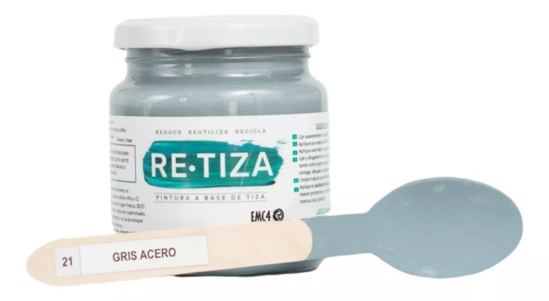 GRIS ACERO 250 GRS. PINTURA TIZA AL AGUA DECORATIVA - 2