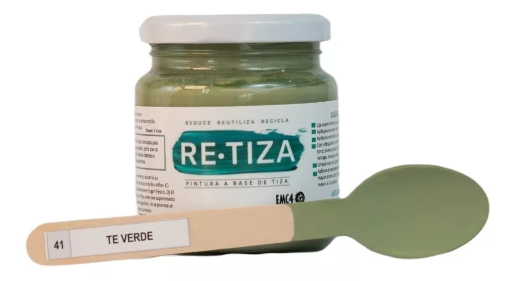 TE VERDE 250 GRS. PINTURA TIZA AL AGUA DECORATIVA MATE - 2