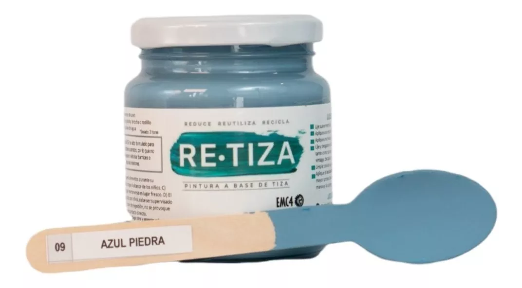 AZUL PIEDRA 250 GRS. PINTURA TIZA AL AGUA DECORATIVA MATE - 2