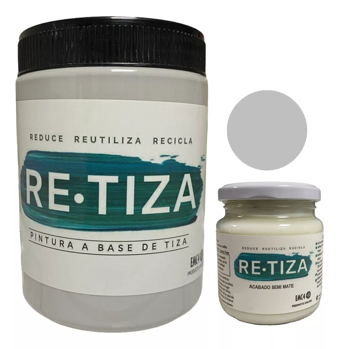 1 KILO PINTURA TIZA GRIS CLARO-PERLA +BARNIZ TRANSP. 240 ML. - 1