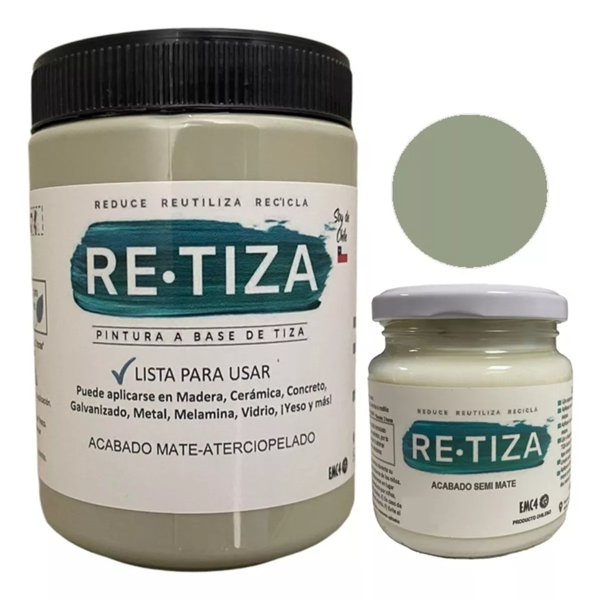 1 KILO PINTURA TIZA VERDE OLIVA + BARNIZ TRANSP. 240 ML. - 1