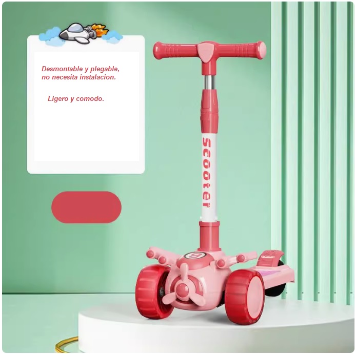 SCOOTER MONOPATÍN NIÑOS AVIÓN ROSADO - 5