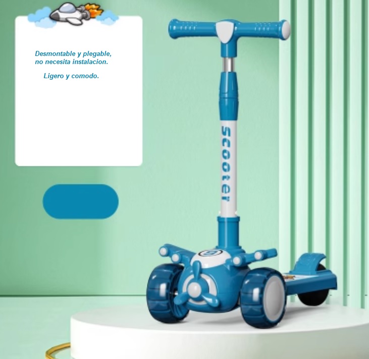 SCOOTER MONOPATÍN NIÑOS AVIÓN CELESTE - 3