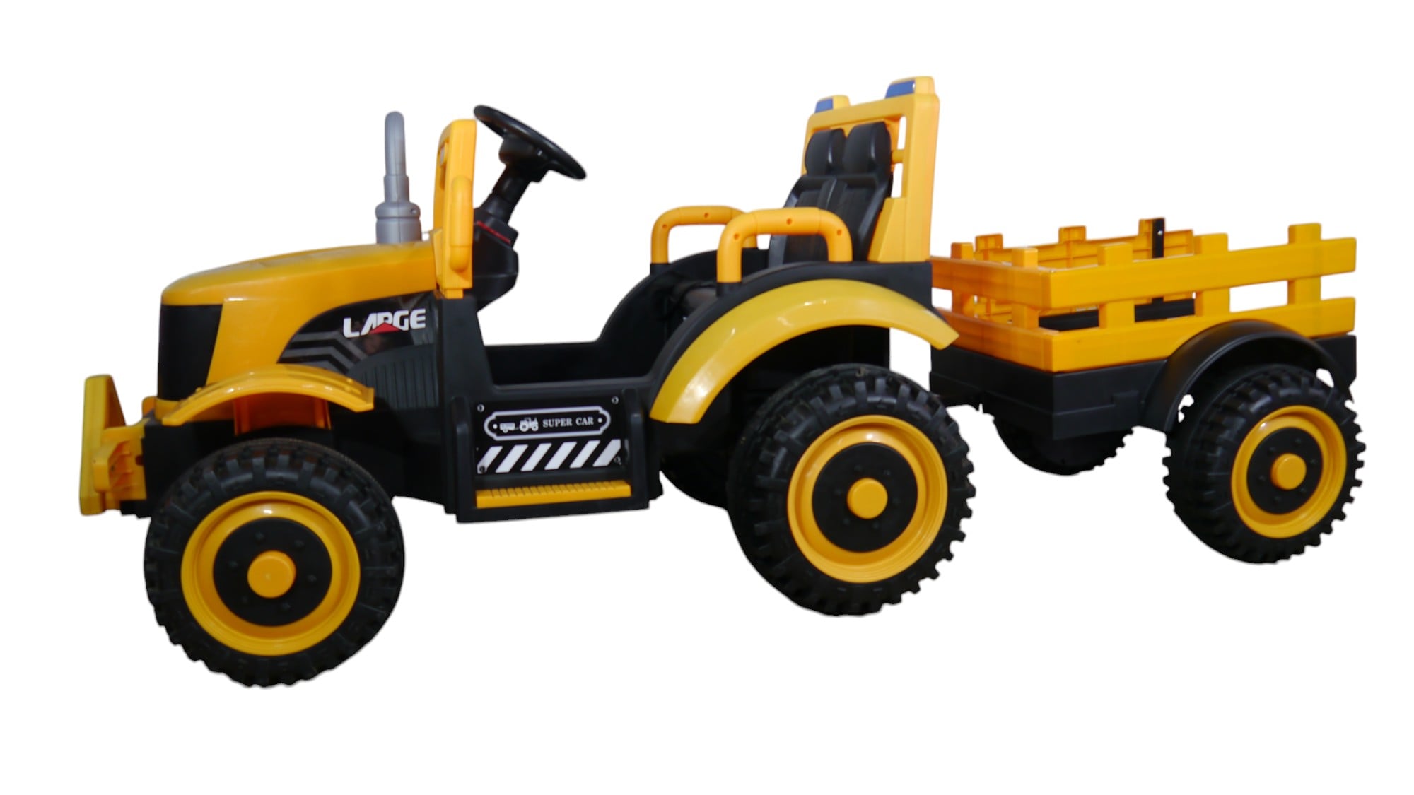JUGUETE AMARILLO TRACTOR ELÉCTRICO CON CARRO PREMIUM - 2