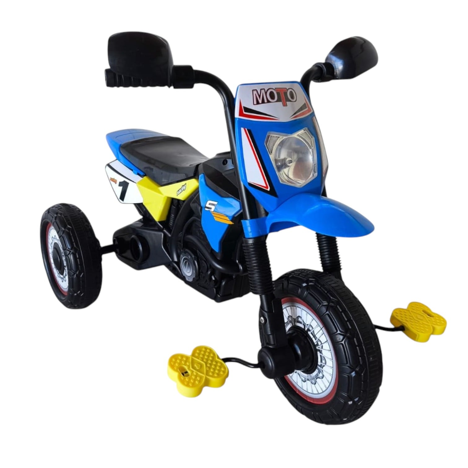 TRICICLO INFANTIL TIPO MOTO 3 RUEDAS AZUL - 1