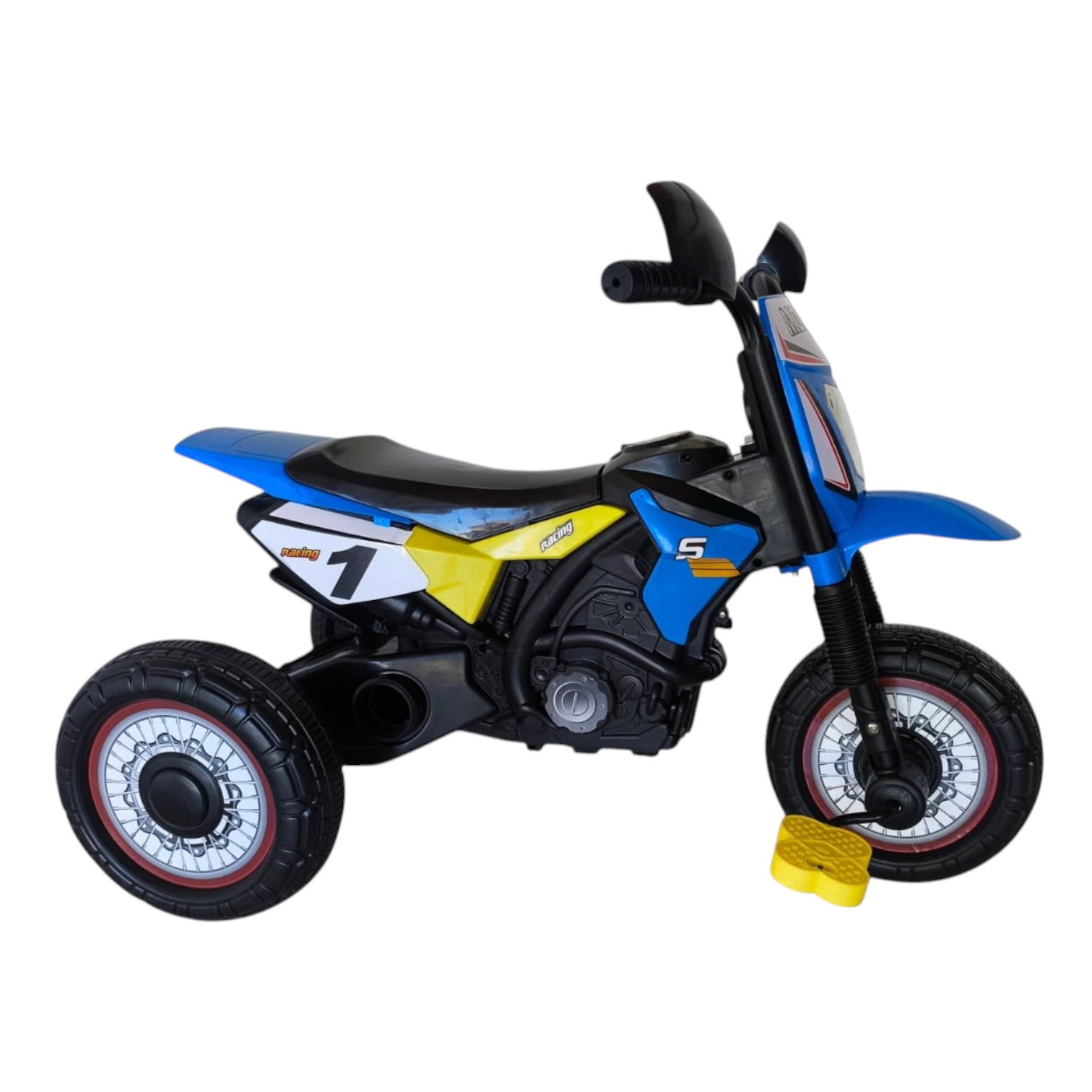TRICICLO INFANTIL TIPO MOTO 3 RUEDAS AZUL - 3