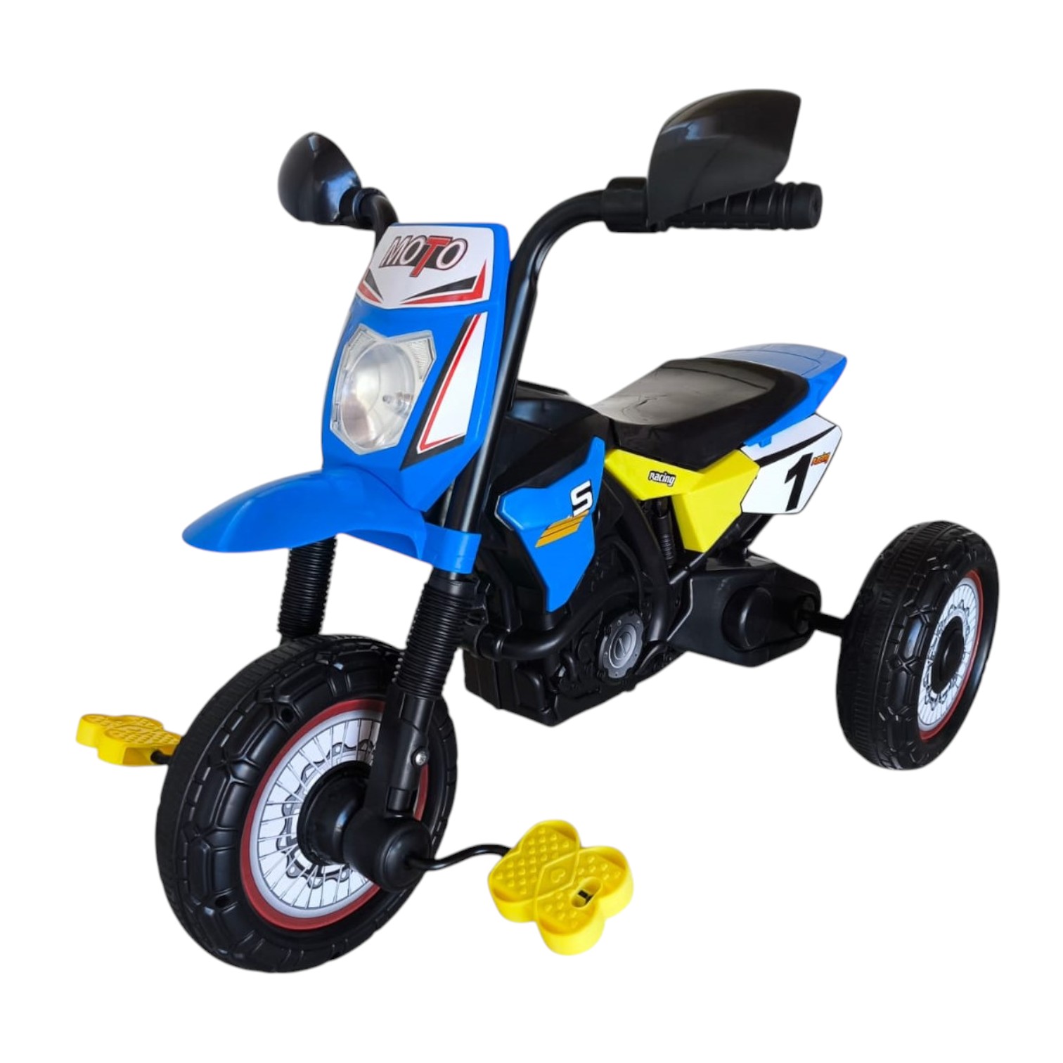 TRICICLO INFANTIL TIPO MOTO 3 RUEDAS AZUL - 5