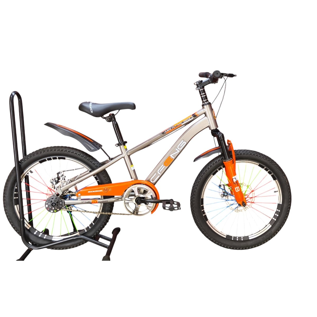 BICICLETA ARO 20  CFENG CON FRENO DISCO GRIS NARANJO - 1