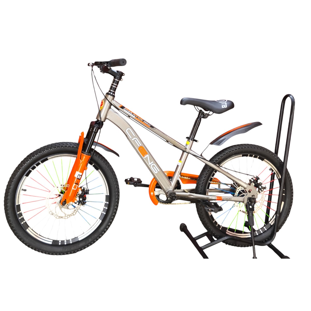 BICICLETA ARO 20  CFENG CON FRENO DISCO GRIS NARANJO - 2